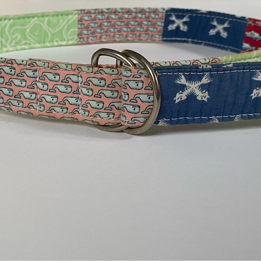 Vineyard Vines Belt Size Large Boy’s D Ring Canvas D-Ring Patchwork Preppy girls